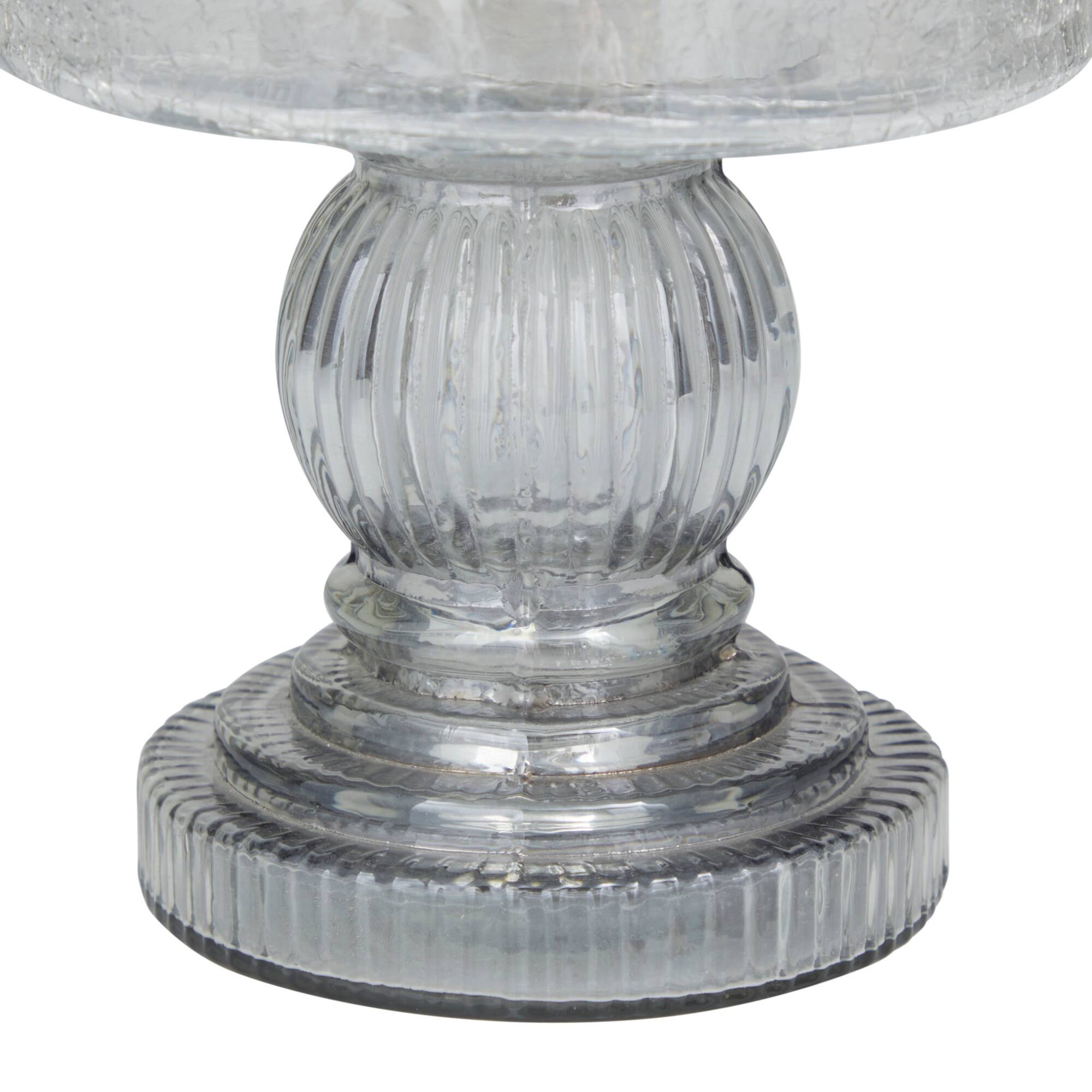 Black Glass Traditional Candle Holder, 10" x 6" x 6"